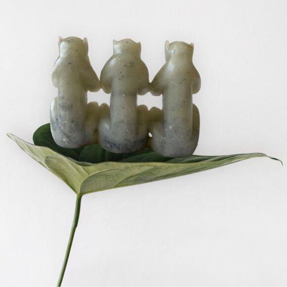 Chinese Craved Soapstone See No Evil-Speak No Evil- Hear No Evil Monkeys - Picture 2 of 6